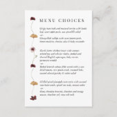 Pressed Wildblume Wedding Menu Choices Card Begleitkarte (Vorderseite)