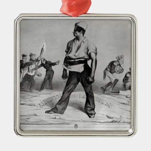 Pressefreiheit Silbernes Ornament (Vorne)