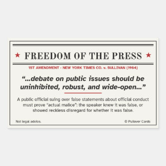Pressefreiheits-Aufkleber – NYT v. Sullivan Rechteckiger Aufkleber