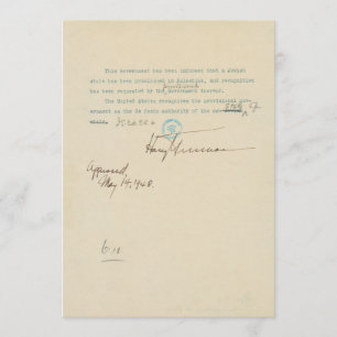 Pressekommuniqué, das US-Anerkennung von Israel Ankündigung