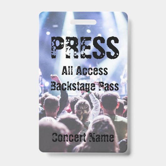 Pressekonzertfestival Band Event Backstage Pass Ausweis (Vorderseite)