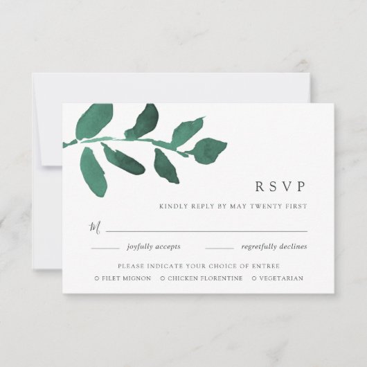 Pressen der RSVP-Karte für botanische Mahlzeiten | RSVP Karte (Vorderseite)