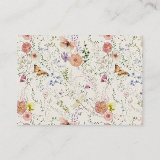 Pressen der Wildblume Babywaschbecken Begleitkarte (Rückseite)