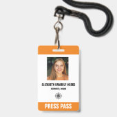 PRESSEPASS - Foto I.D. Ausweis (Vorderseite mit Lanyard)