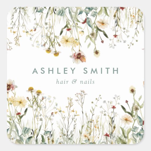 Pressierte Blume Business Square Sticker (Vorderseite)