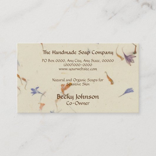 Pressierte Blume Paper Style Business Card Visitenkarte (Vorderseite)