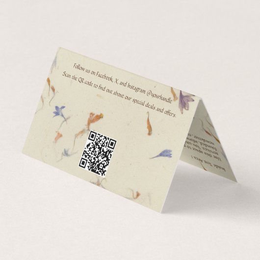 Pressierte Blume Papierstil geklappte Visitenkarte Visitenkarten (Rückseite)