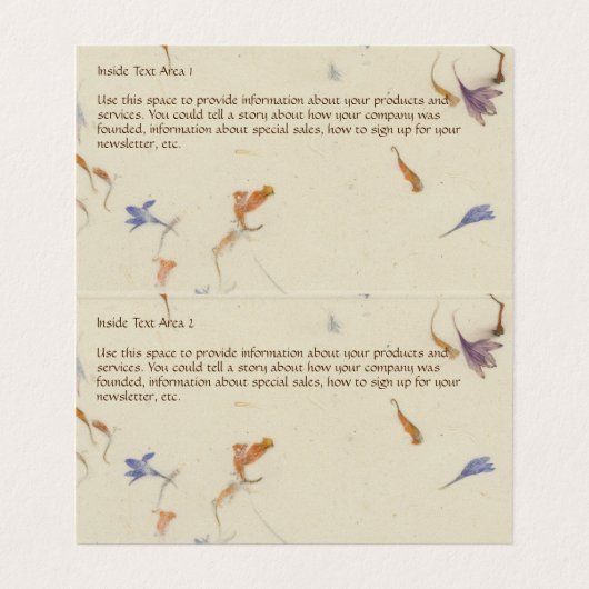 Pressierte Blume Papierstil geklappte Visitenkarte Visitenkarten (Innenseite Aufgefaltet)