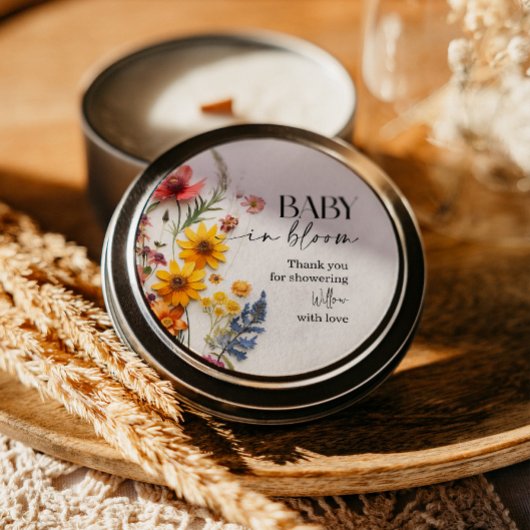 Pressierte Blume Wildblume Boho Baby Dusche Runder Aufkleber