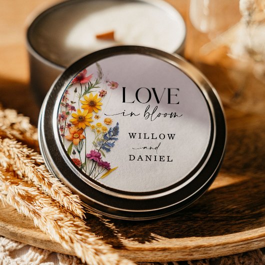 Pressierte Blume Wildblume Boho Hochzeitskleber Runder Aufkleber