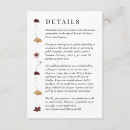 Pressierte Wildblume-Hochzeitskarte Begleitkarte