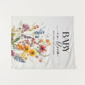 Pressierte Wildblumen Babydusche Foto Hintergrund Wandteppich (Vorderseite (Horizontal))