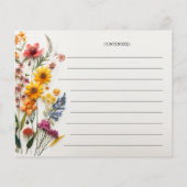 Pressierte Wildblumen Brautparty Rezept-Karte (Rückseite)