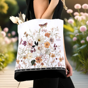 Pressierte Wildblumen, Cotgecore-Monogramm-Totbeut Tasche