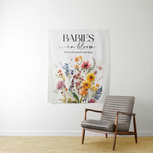 Pressierte Wildblumen Twins Baby Dusche Hintergrun Wandteppich (Beispiel)