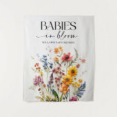Pressierte Wildblumen Twins Baby Dusche Hintergrun Wandteppich (Vorderseite)