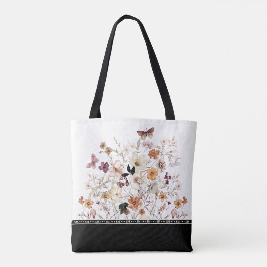 Presskraft-Wildblumen Weißkernmonogramm Tasche (Rückseite)