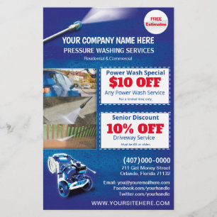 Pressure Power Washing  Half Page Template Flyer