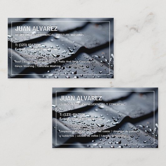 Pressure Washing Bilingual Spanish Business Card Visitenkarte (Vorne/Hinten)