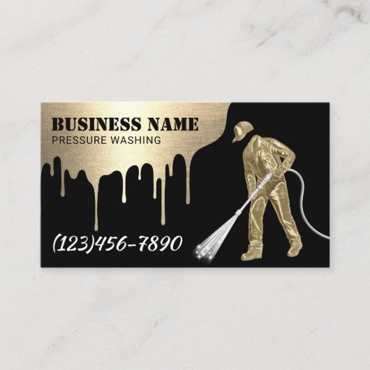 Pressure Washing Modern Gold Power Washer Cleaning Visitenkarte (Vorderseite)