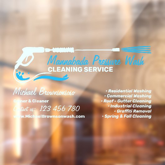 Pressure Washing Power Cleaning Blue Script Fensteraufkleber (Blatt 2)