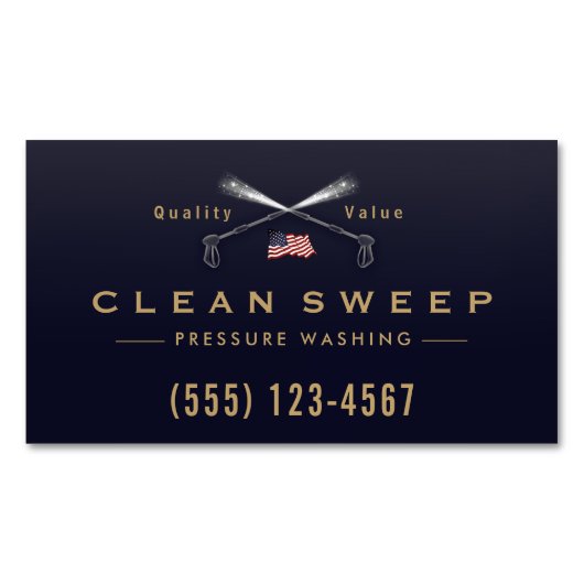 Pressure Washing Power Wash Patriotic Company Magnetische Visitenkarte (Vorderseite)