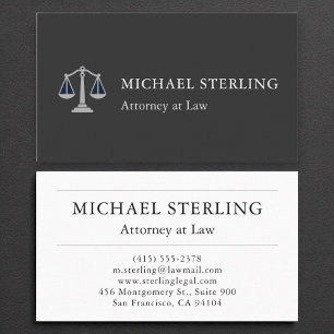 Prestige Attorney Modern Elegante Black Silver Visitenkarte