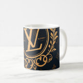 Prestige Ballpoint Pen – Royal Monogram "N" in Gol Kaffeetasse (VorderseiteRechts)