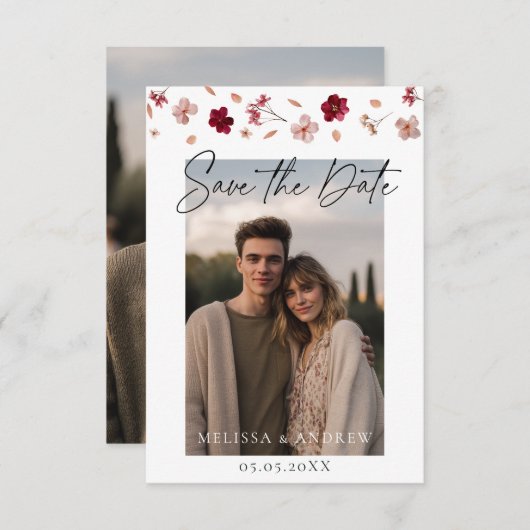 Prestige Blume und Foto Save The Date (Vorne/Hinten)