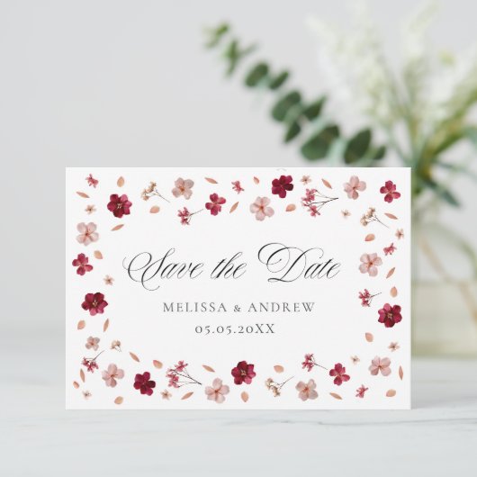 Prestige Blume und Foto Save The Date (Stehend Vorderseite)