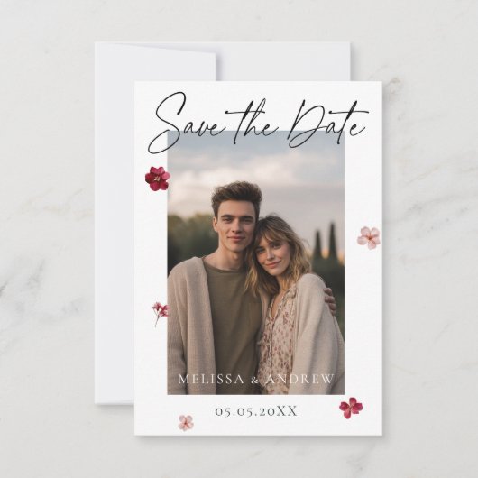 Prestige Blume und Foto Save The Date (Vorderseite)