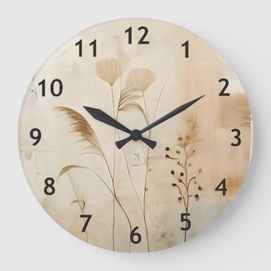 Prestige Blume und Gras Große Wanduhr (Vorderseite)