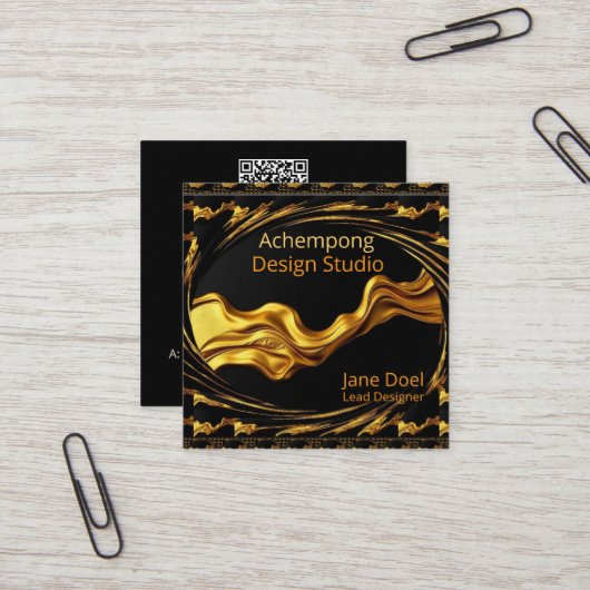 Prestige Gold Wave – High-End Networking Opulent G Quadratische Visitenkarte (Vorderseite/Rückseite Beispiel)