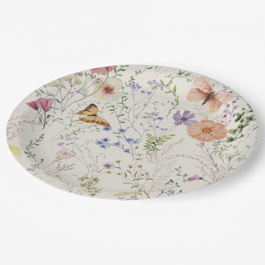 Prestige Wildblume Blumenkohl Brautparty Pappteller (Schrägansicht)