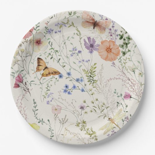 Prestige Wildblume Blumenkohl Brautparty Pappteller (Vorderseite)