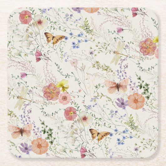 Prestige Wildblume Blumenkohl Brautparty Rechteckiger Pappuntersetzer (Vorderseite)