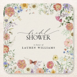 Prestige Wildblume Blumenkohl Brautparty Rechteckiger Pappuntersetzer