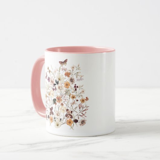 Prestige Wildblumen Cottailcore Pink Floral Tasse (Vorderseite Links)