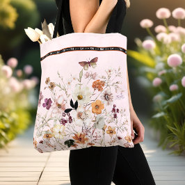 Prestige Wildblumen Rosa Cotagecore Monogramm Tasche