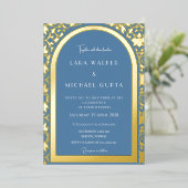 Prestigious Dusty Blue Wedding (Solid) Folieneinladung (Stehend vorne)