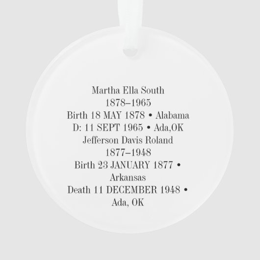 Preston, Cherie, Carla Dean 2011 Ornament (Rückseite)