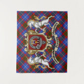 Preston Clan Abzeichen & Unicorns w/Tartan Wandteppich (Vorderseite)