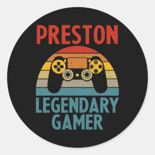Preston Geschenk Name Personalisiert Lustig Gaming Runder Aufkleber