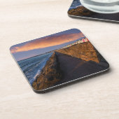 Preston Sands Beach Huts unter der Sonnenaufgangsw Getränkeuntersetzer (Linke Seite)