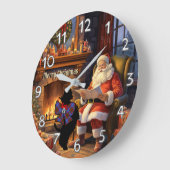Preston Scottie Dog/Santa Personalisierte Weihnach Große Wanduhr (Winkel)