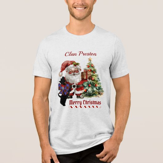 Preston Scottie Dog Xmas Personalisierter T - Shir Tri-Blend Shirt (Vorderseite)