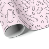 Preteen First Period Party Pastel Pink Tampon Geschenkpapier (Rolleneckpunkt)