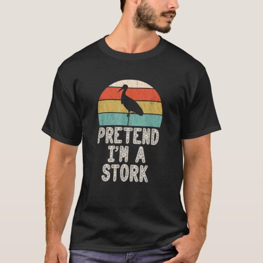 Pretend I m A Stork Lazy Halloween Costume Party T-Shirt (Vorderseite)