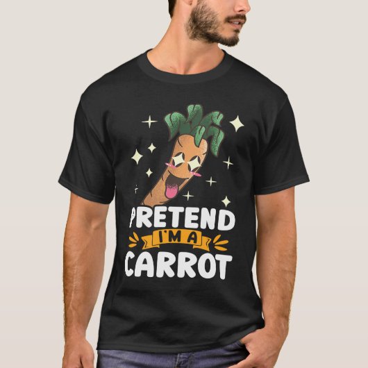 Pretend Im A Carrot Face Funny Vegan Vegetable Far T-Shirt (Vorderseite)