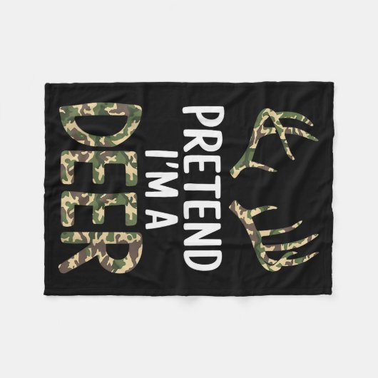 Pretend I'm A Deer Lazy Mens Womens Funny Hallowee Fleecedecke (Vorderseite (Horizontal))